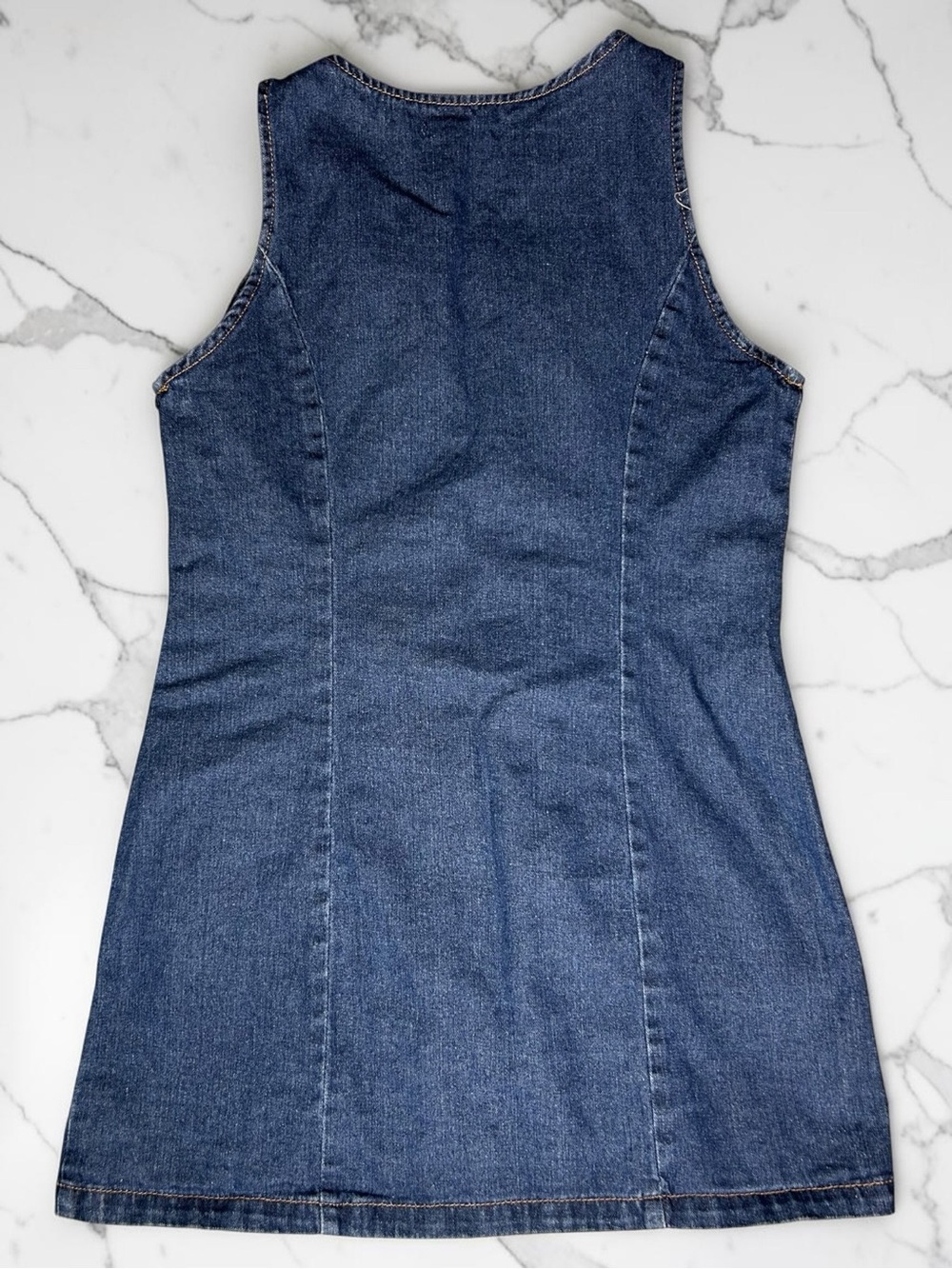 Sincerely Jules Button Front Denim Mini Dress Blue Sleeveless Size Large - Picture 2 of 6